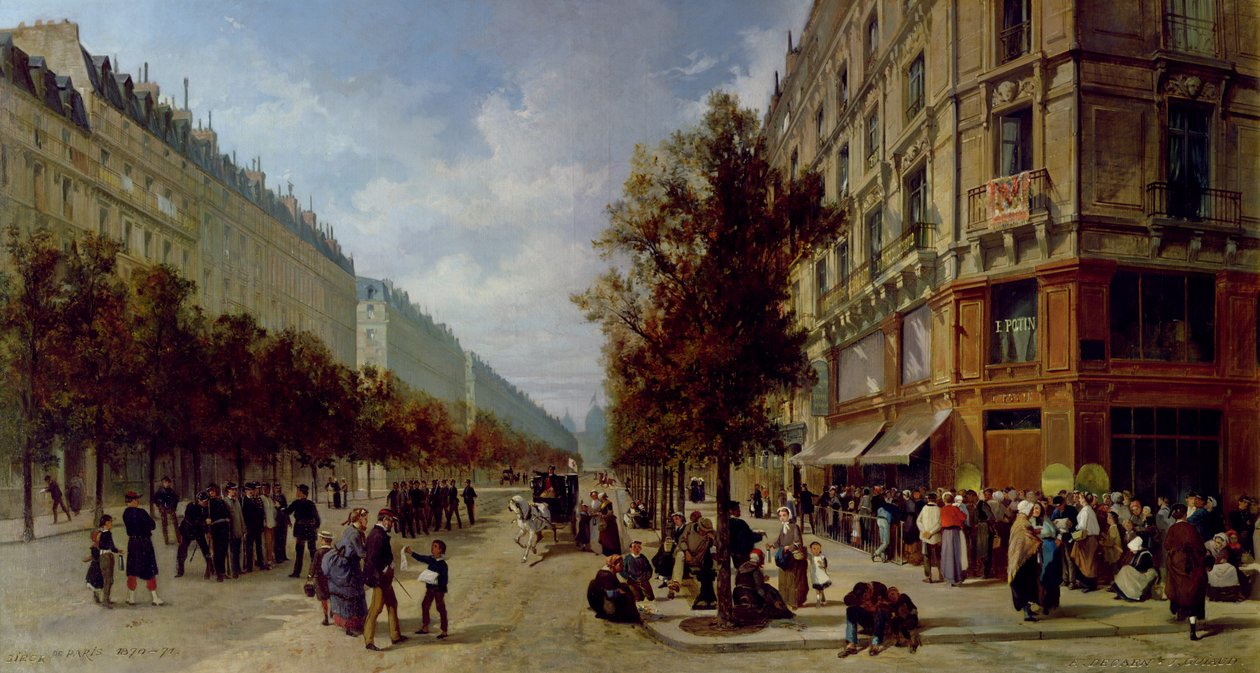 Pariisin piiritys. Jonotus ruokakaupan ovella, 1870 tekijältä Jacques Guiaud