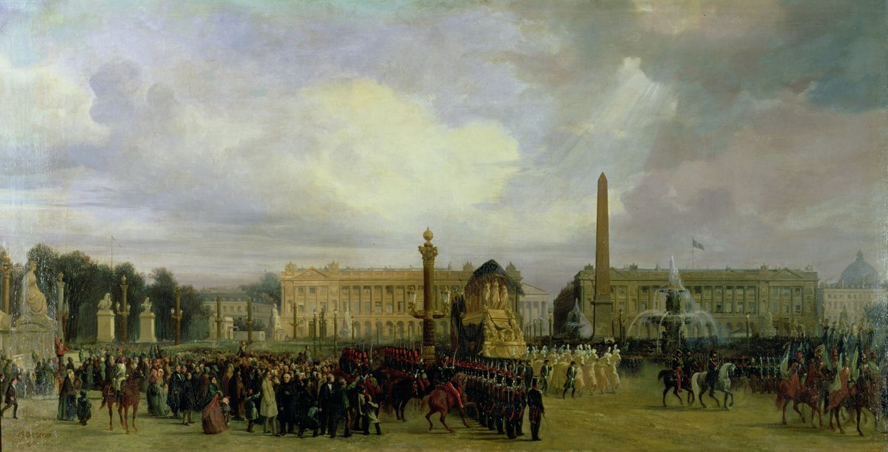 Napoleonin tuhkan palautusseremonia vuonna 1840: Cortege astuu Place de la Concordelle, vuoden 1840 jälkeen tekijältä Jacques Guiaud