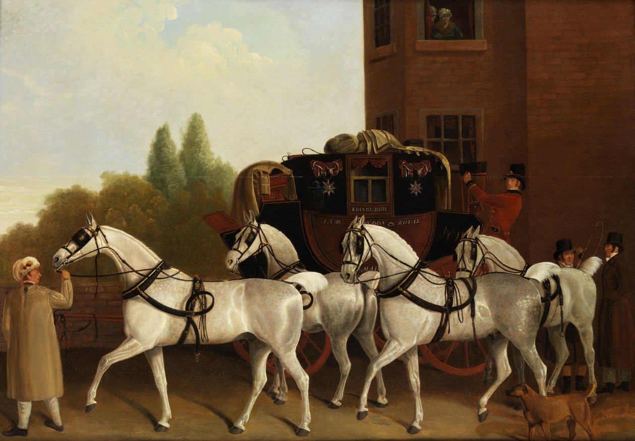 Edinburgh ja Lontoon Royal Mail tekijältä Jacques Laurent Agasse