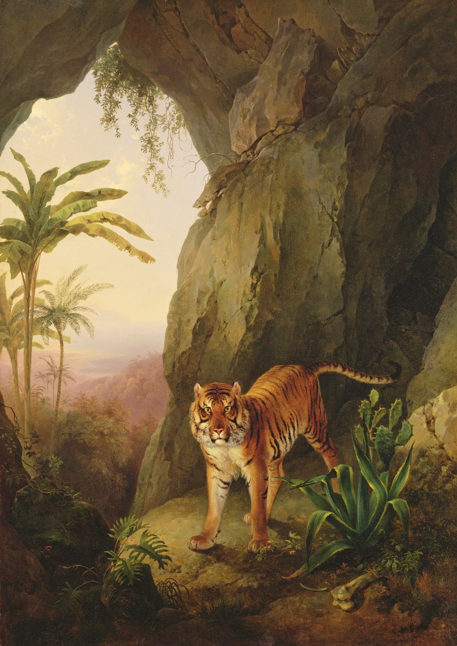 Tiikeri luolassa, noin 1814 tekijältä Jacques Laurent Agasse