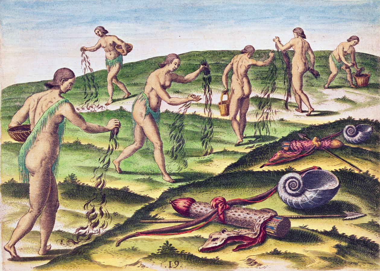 Kuinka naiset valittavat hautausmailla, Theodore de Bryn (1528-1598) kaivertamasta Brevis Narratiosta, Frankfurtissa 1591. tekijältä Jacques Le Moyne