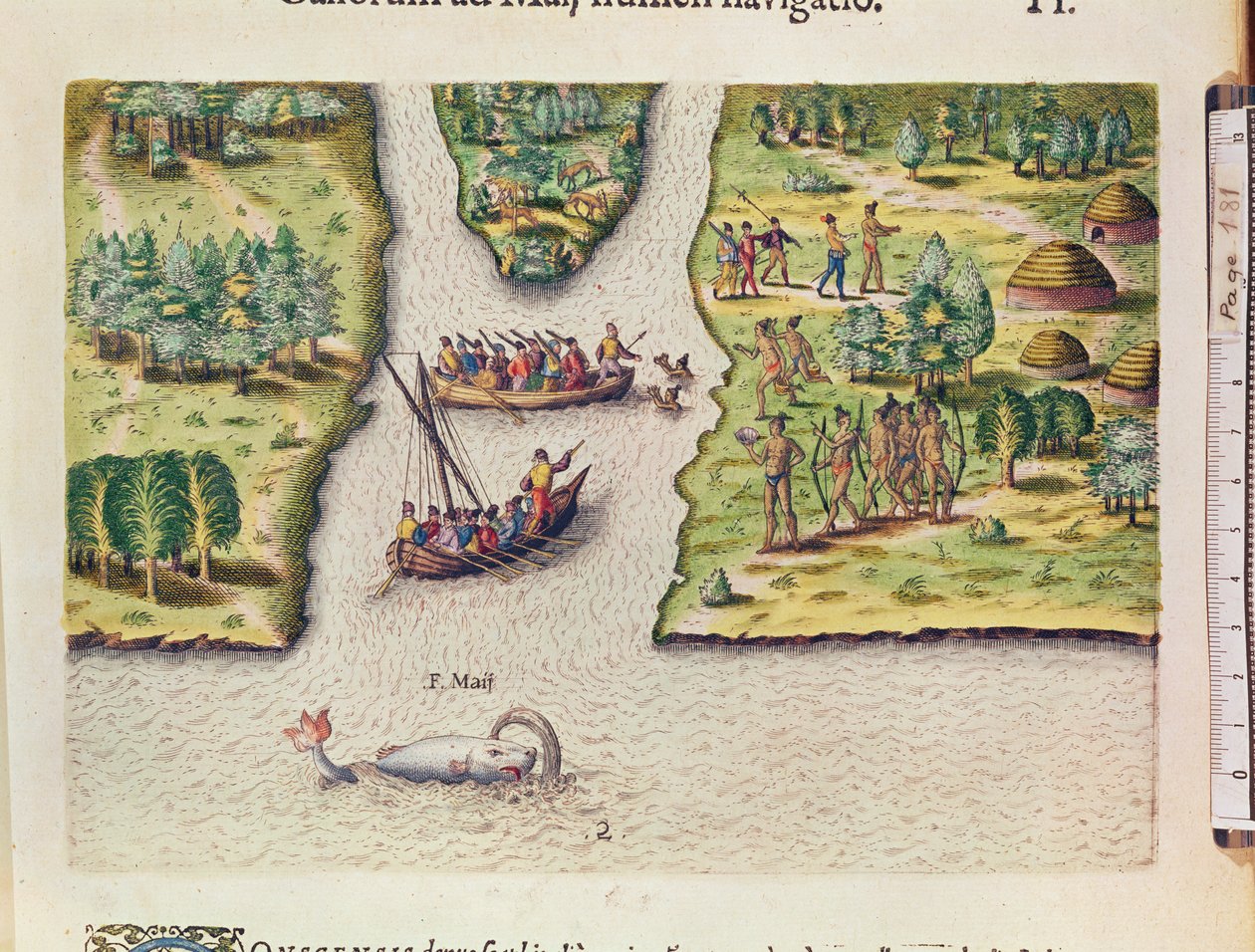 Theodore de Bryn (1528-98) kaivertama Theodore de Bry (1528-98), julkaistu Frankfurtissa, Brevis Narratio.., ranskalainen Discover the River of May. tekijältä Jacques Le Moyne