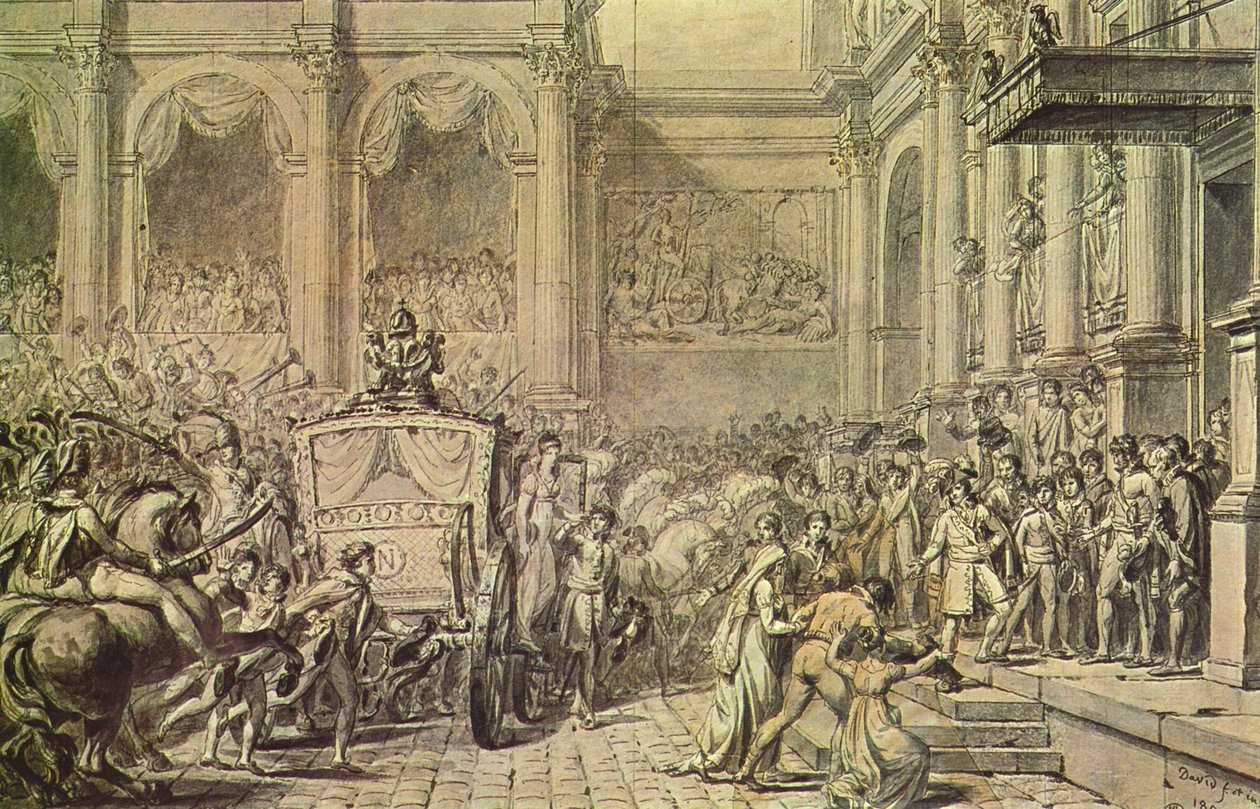 Napoleonin saapuminen kaupungintalon eteen tekijältä Jacques Louis David