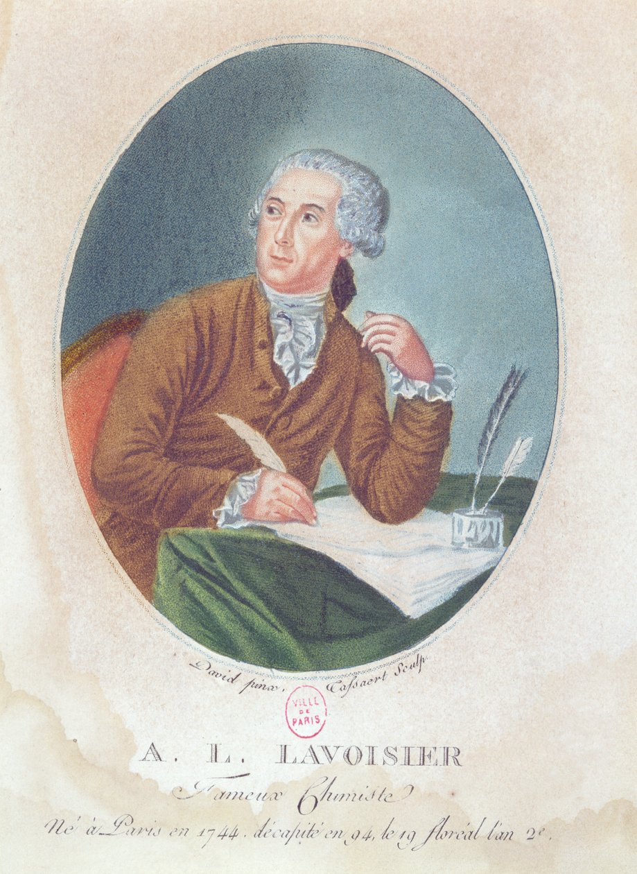 Antoine Laurent de Lavoisier (1743-94), kaiverrus Tassaert, n. 1794 tekijältä Jacques Louis David