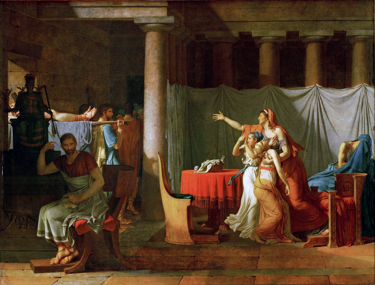 Les Licteursin esittelijä Brutus les corps de ses fils tekijältä Jacques Louis David