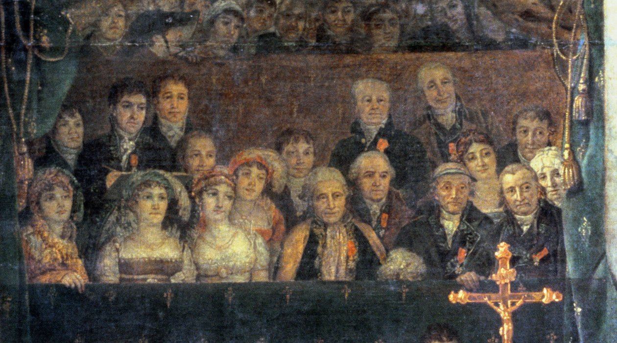 Keisari Napoleonin (1769-1821) vihkiminen ja keisarinna Josephinen (1763-1814) kruunajaiset paavi Pius VII:n toimesta, 2. joulukuuta 1804, 1806-7 (yksityiskohta vuodelta 18412). tekijältä Jacques Louis David