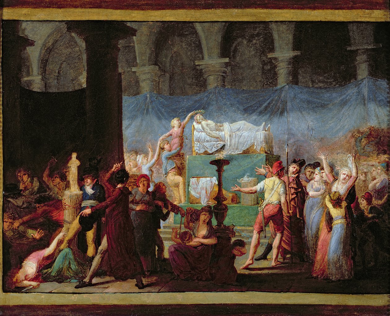 Maratin hautajaiset Cordeliersin muinaisessa kirkossa, 16. heinäkuuta 1793 tekijältä Jacques Louis David