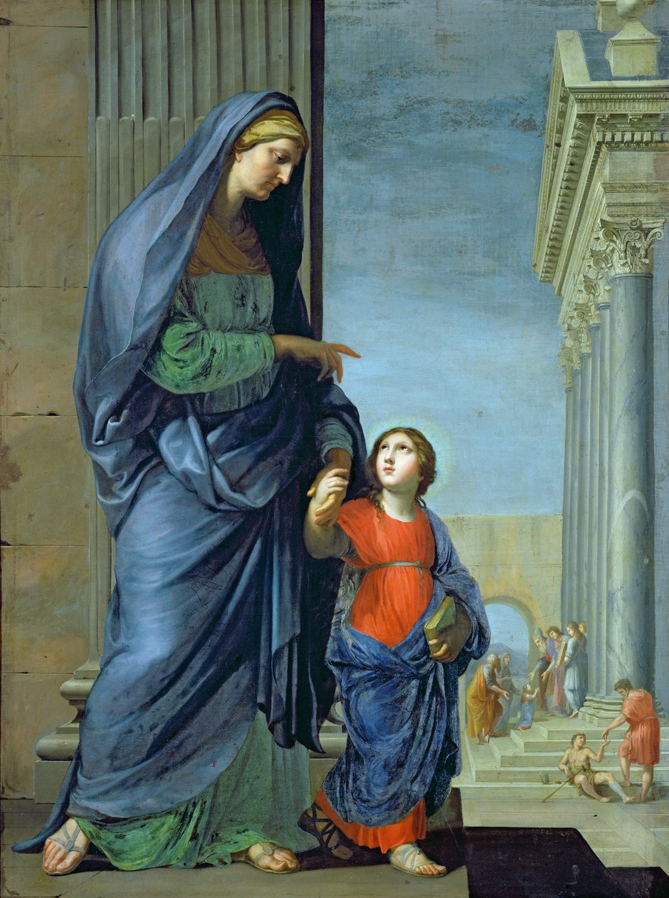 Pyhä Anna johdattaa Neitsyt temppeliin, n. 1635-1645 tekijältä Jacques Stella