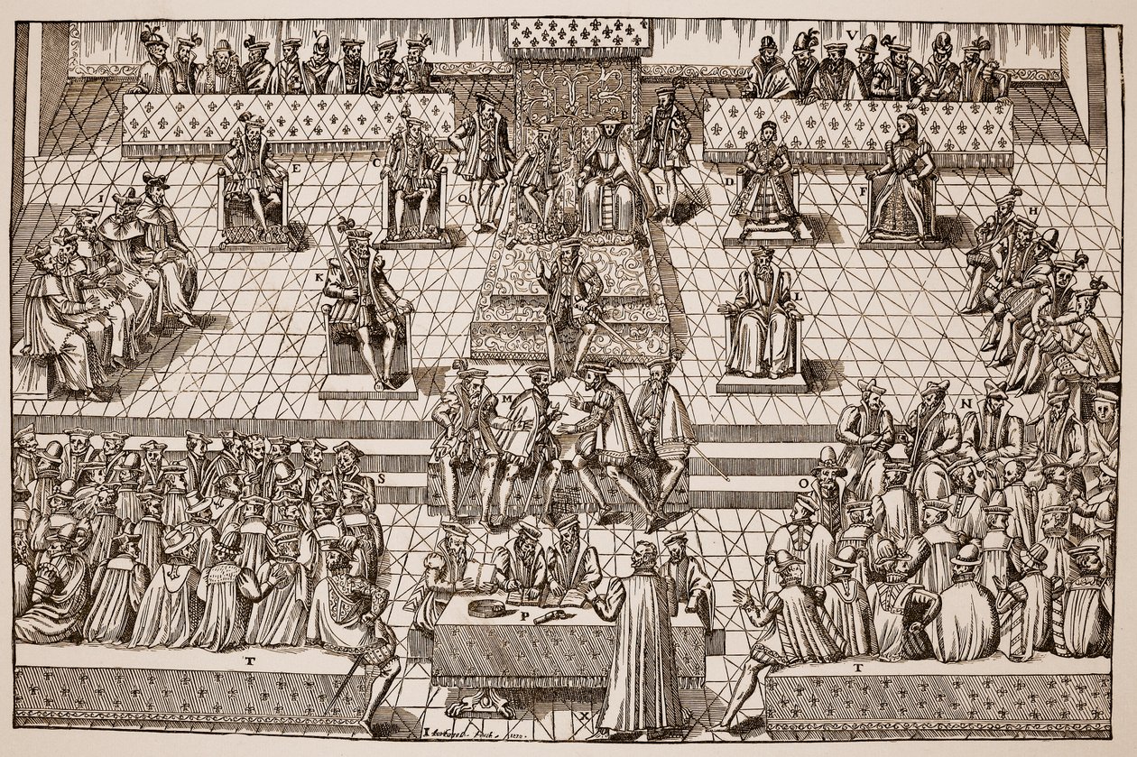 Osavaltioiden kenraali Orleansissa, 1560 (seepiakuva) tekijältä Jacques Tortorel