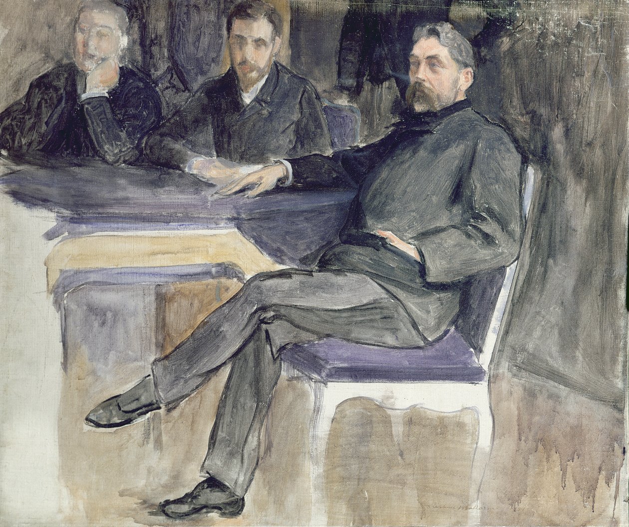 Tutkimus Stephane Mallarmen (1842-98) ja hänen ystäviensä muotokuvaa varten La Revue Independantesta, 1889 tekijältä Jacques Emile Blanche
