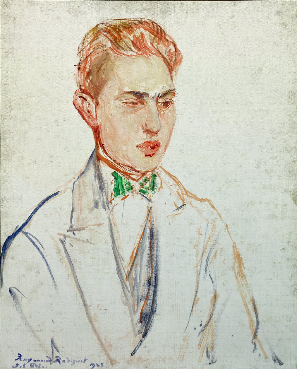 Tutkimus Raymond Radiguetin (1902-23) muotokuvaa varten 1923 (öljy kortille) tekijältä Jacques Emile Blanche