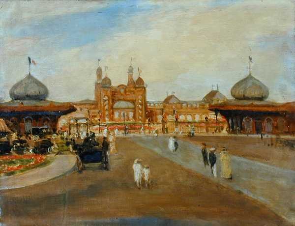 Tyylikkäitä hahmoja ranskalais-brittiläisessä näyttelyssä 1902 (öljy kankaalle) tekijältä Jacques Emile Blanche