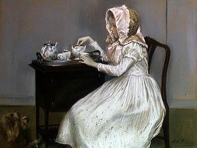 Tea-Time (pastelli paperille) tekijältä Jacques Emile Blanche