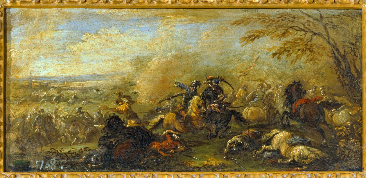 Kristittyjen ja muslimien välinen taistelu ... (öljy kankaalle) tekijältä Jacques (1621 76) Courtois