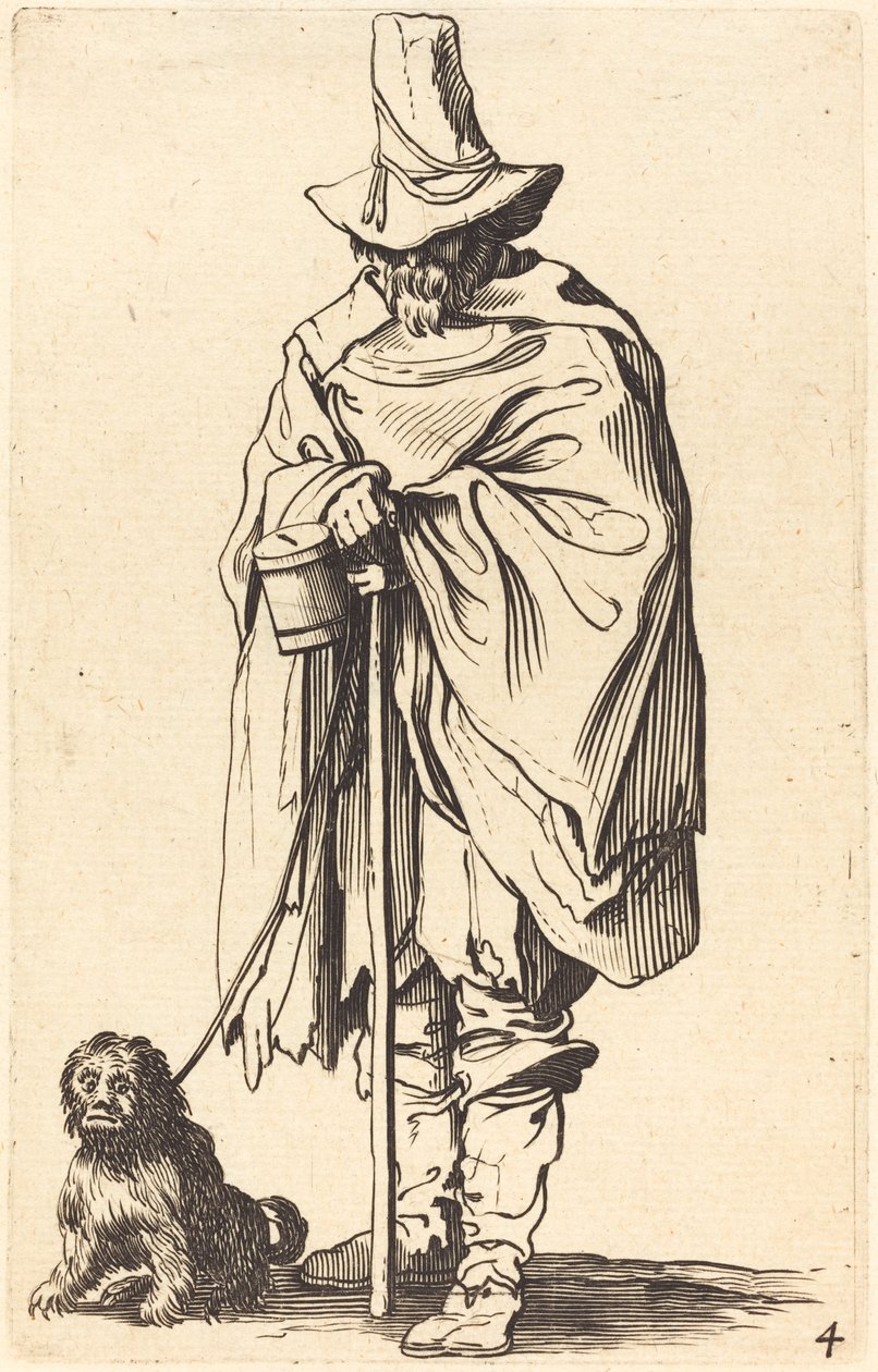 Kerjäläinen koiran kanssa (etsaus) tekijältä Jacques (after) Callot