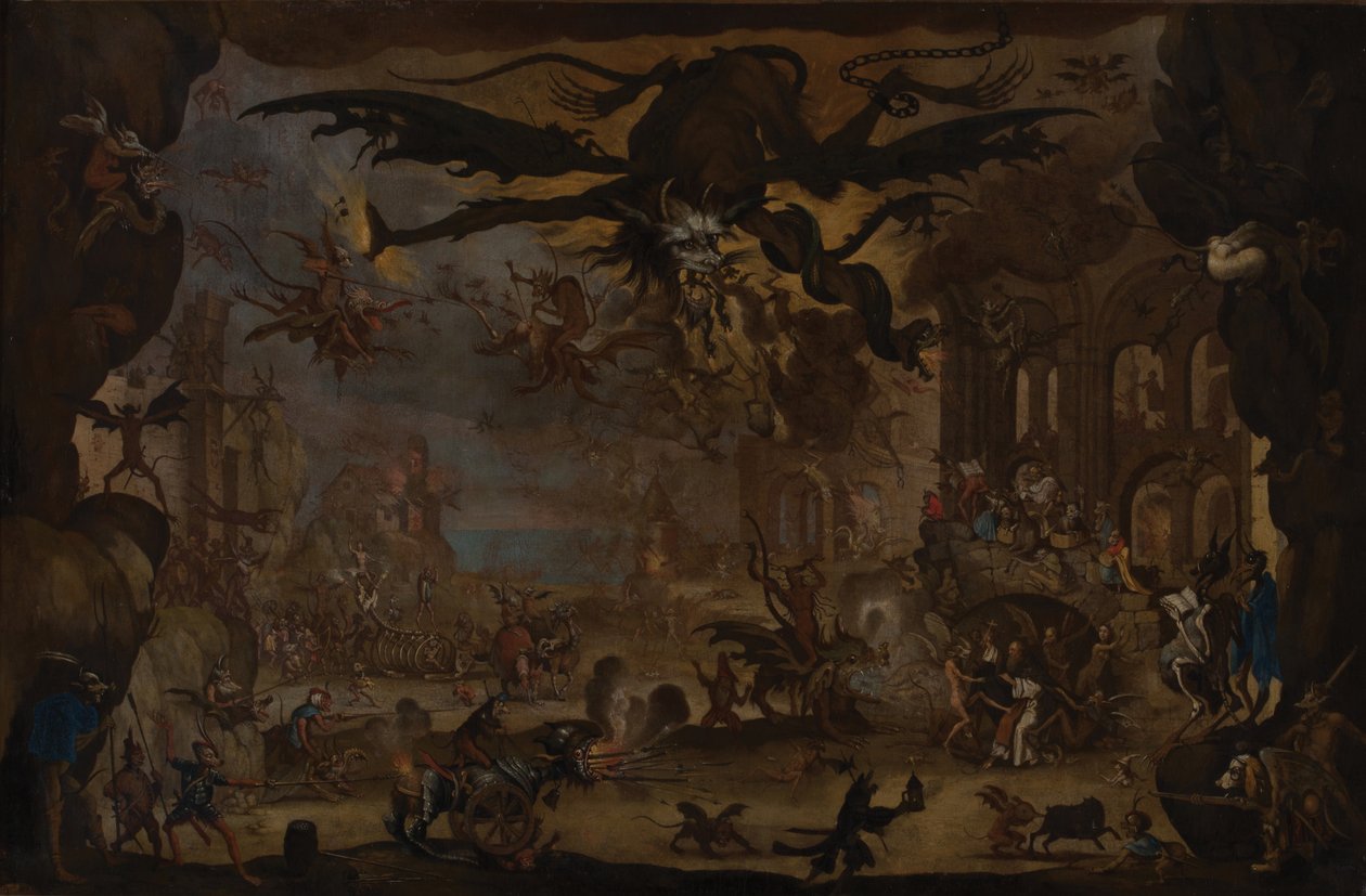 Pyhän Antoniuksen kiusaus (Öljy kankaalle) tekijältä Jacques (after) Callot