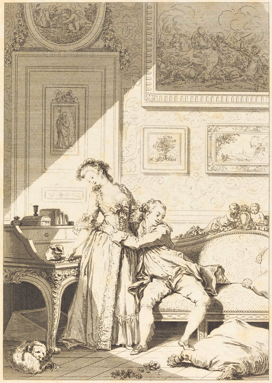 Kurja urhoollinen huijarin nainen tekijältä Jacques Aliamet and Antoine Jean Duclos after Jean Honoré Fragonard