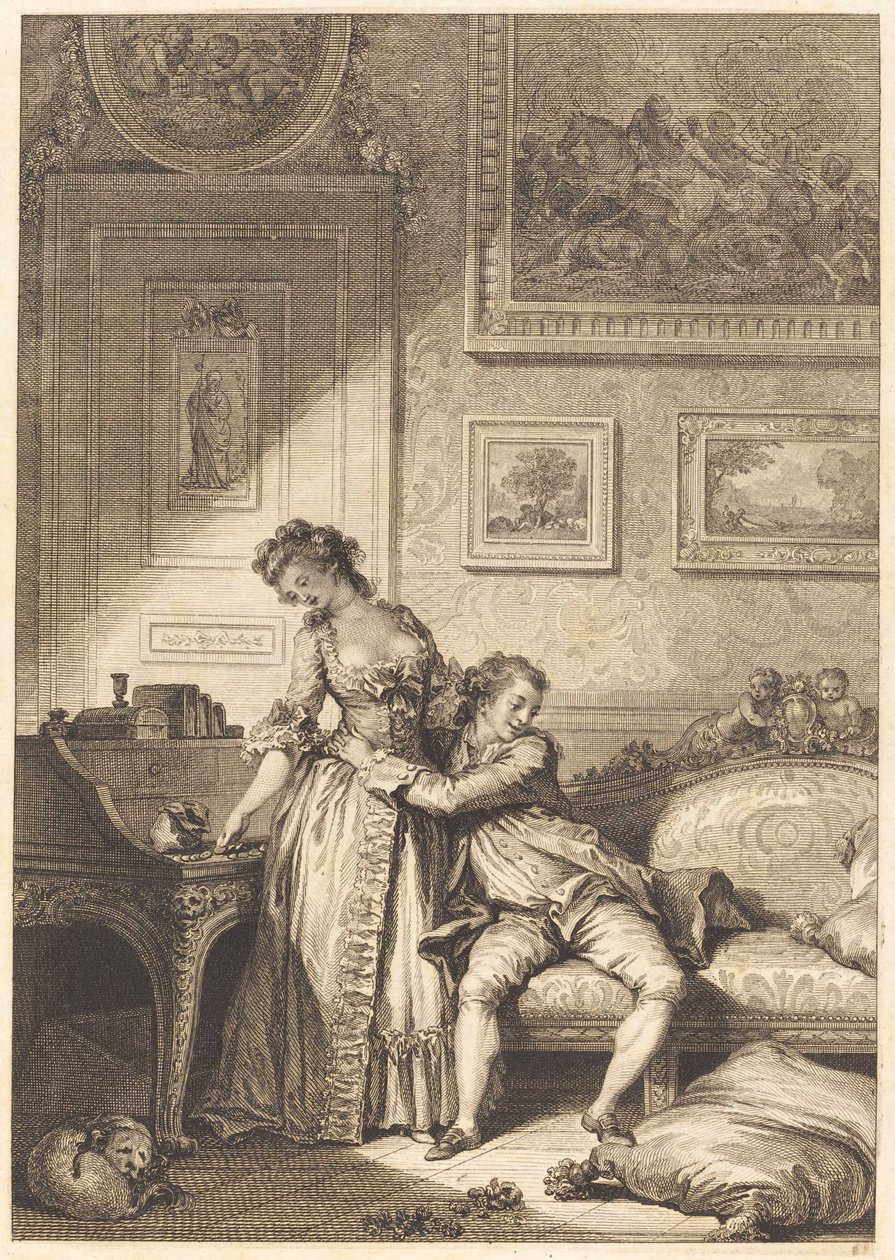 Kurja urhoollinen huijarin nainen tekijältä Jacques Aliamet and Antoine Jean Duclos after Jean Honoré Fragonard