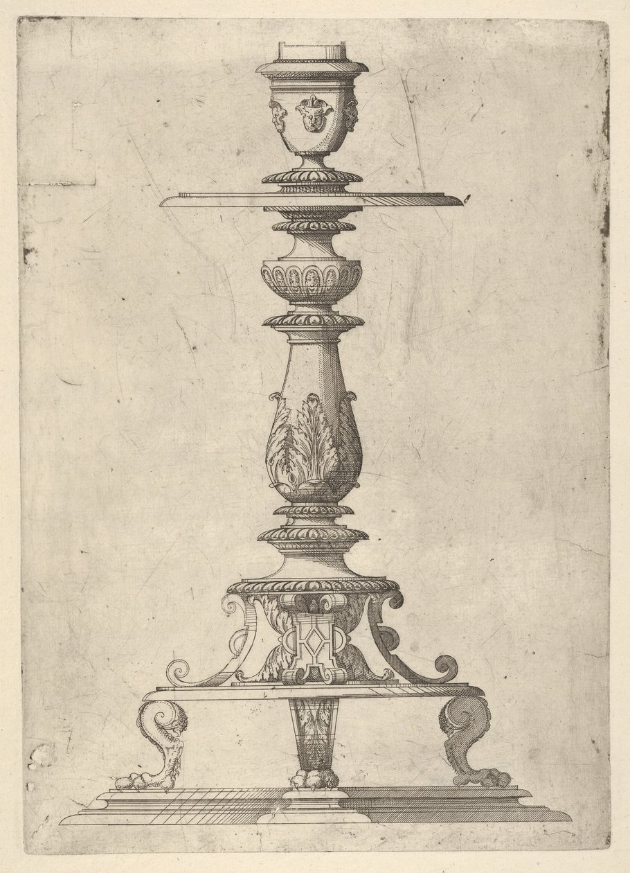 Suunnittelu kynttilänjalalle, 1548-49. tekijältä Jacques Androuet Du Cerceau