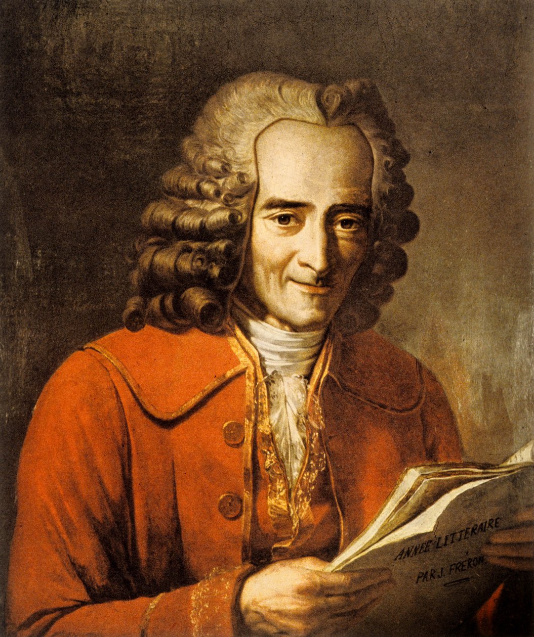 Francois Marie Arouet, Voltaire (1694-1778) ranskalainen kirjailija ja filosofi (litografia) tekijältä Jacques Augustin Catherine (after) Pajou