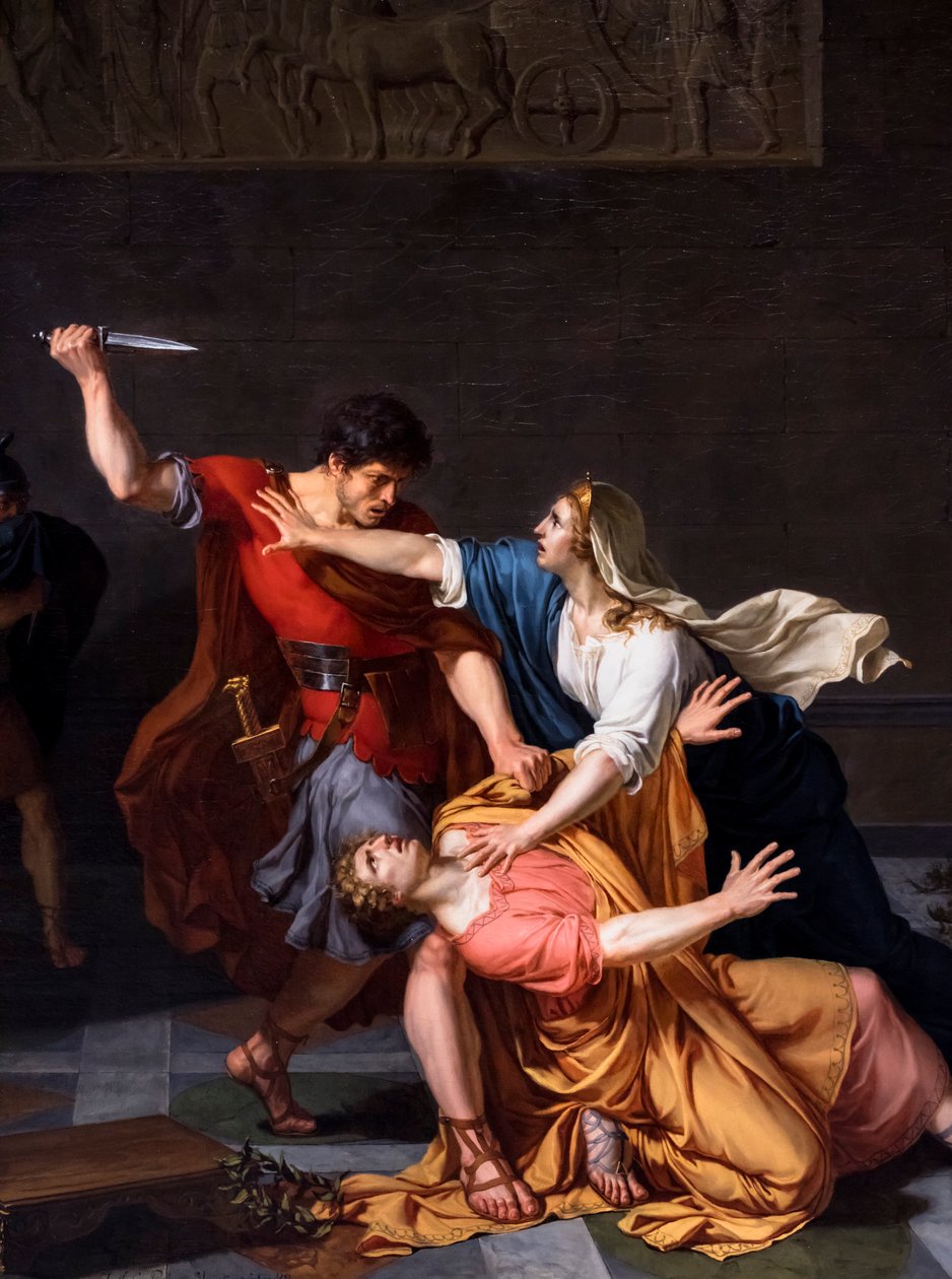 Geta kuolee äitinsä sylissä, hänet murhattiin veljensä Caracallan käskystä. tekijältä Jacques Augustin Catherine Pajou