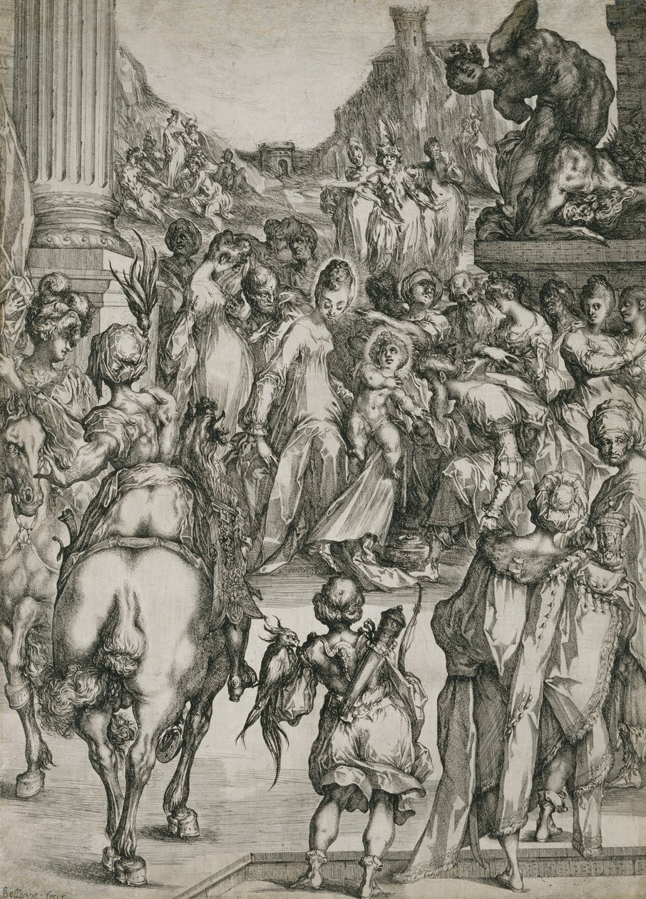 The Adoration of the Magi, n. 1614-1617 (etsaus kaiverruksella) tekijältä Jacques Bellange