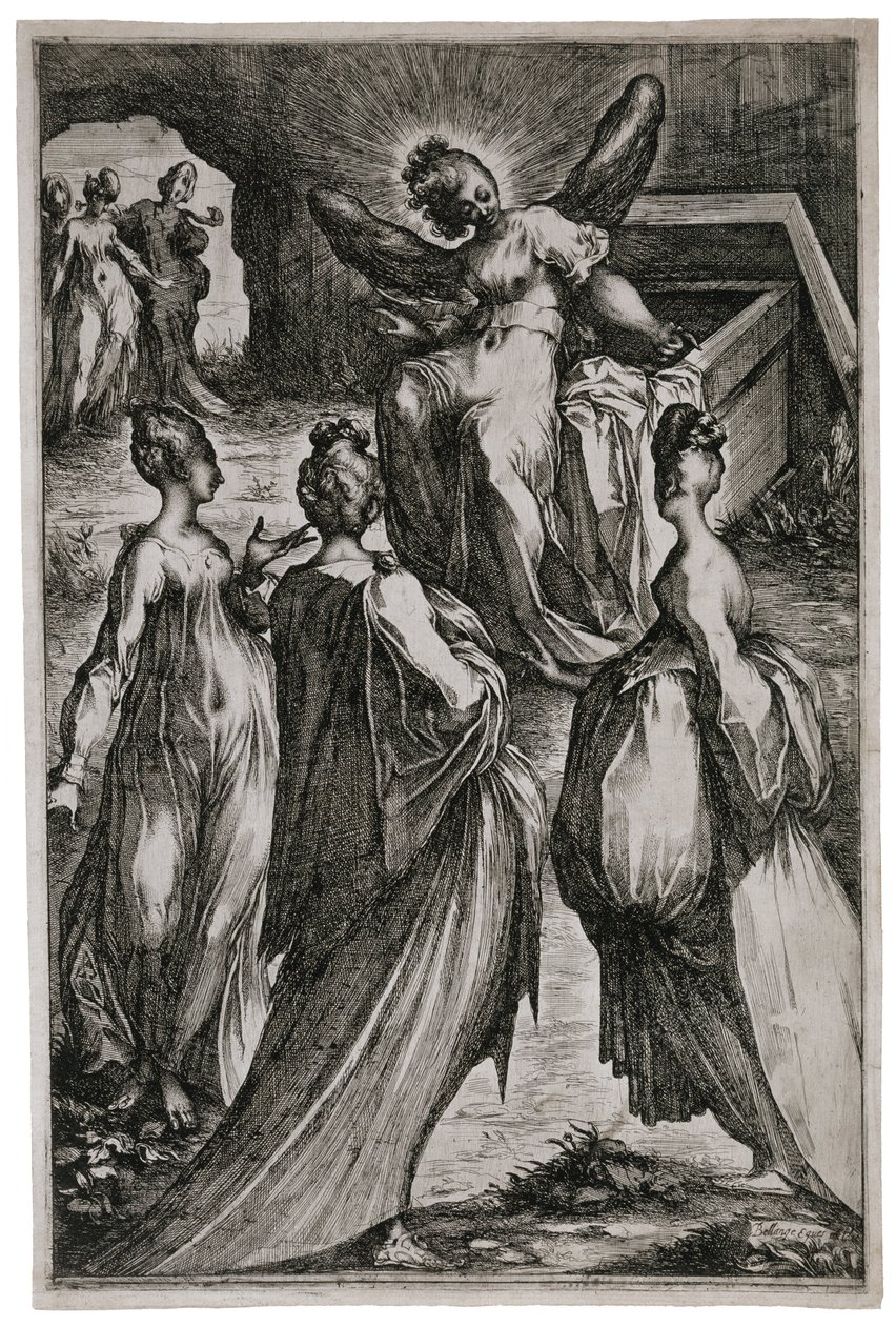 Pyhät naiset haudalla, 1613-1616 (etsaus ja kaiverrus) tekijältä Jacques Bellange