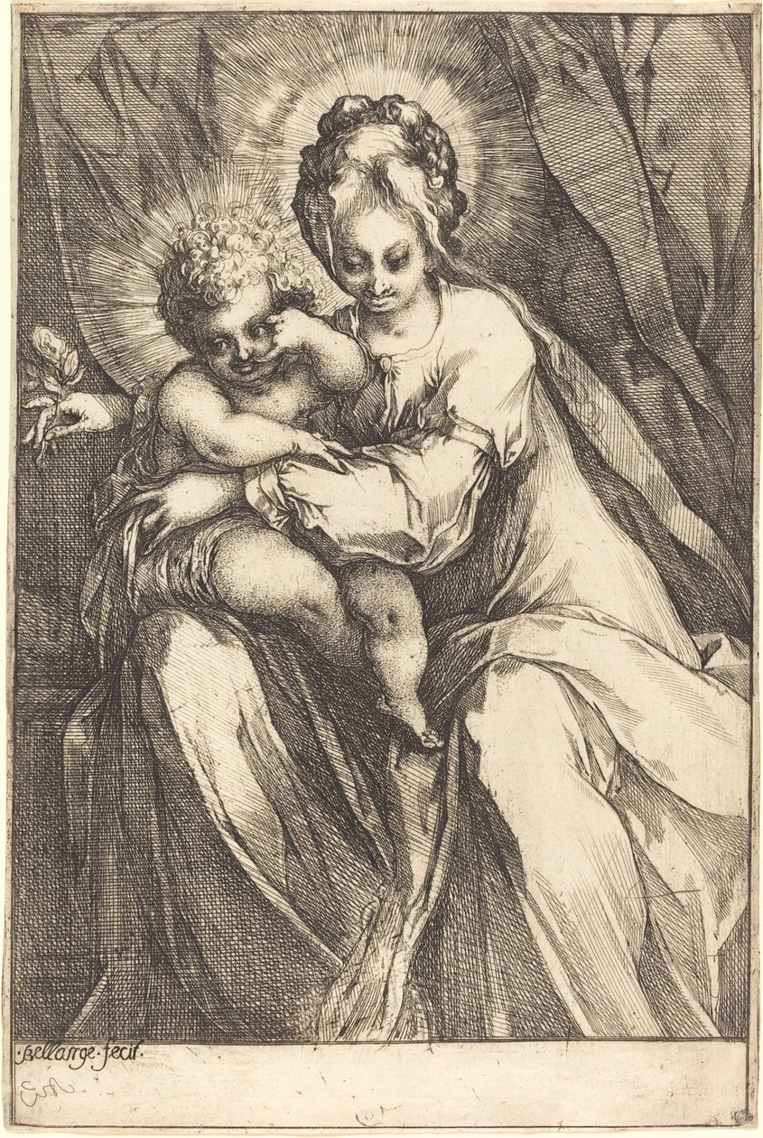 Neitsyt ja lapsi ruusun kanssa, n. 16161617. tekijältä Jacques Bellange