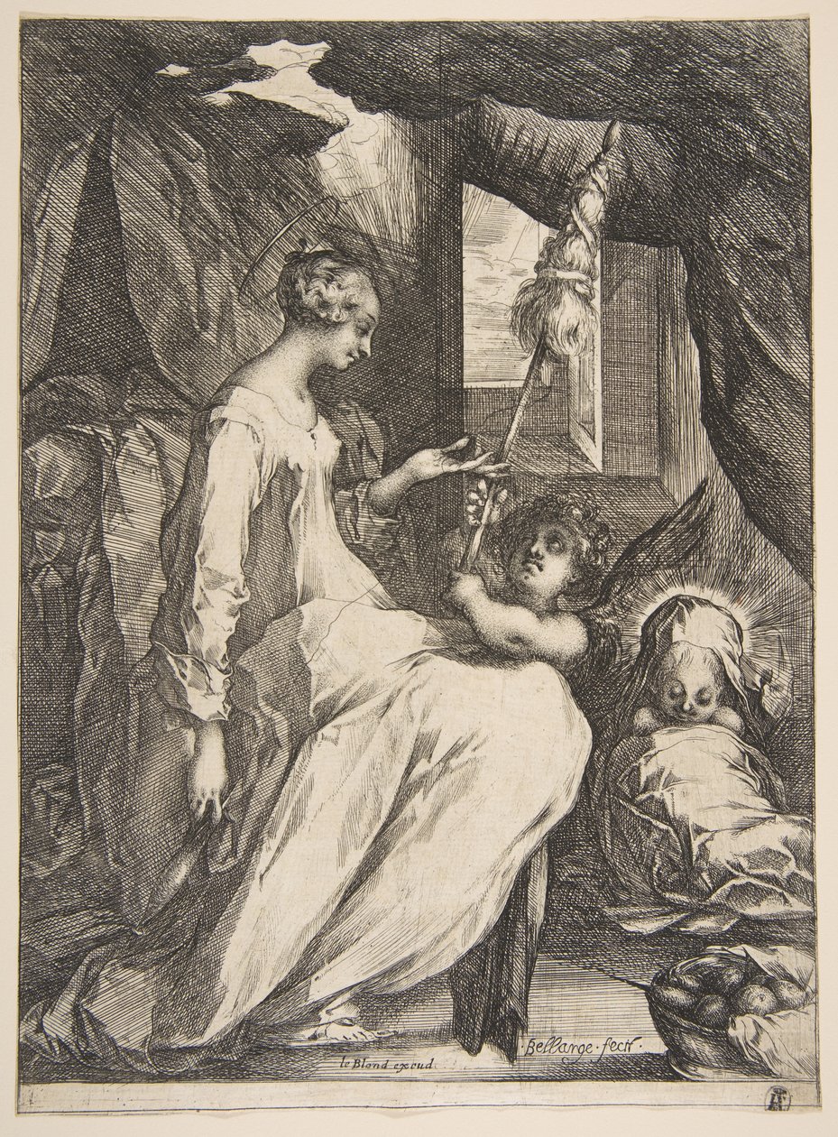 Neitsyt ja lapsi enkelin kanssa, 1612-16. tekijältä Jacques Bellange