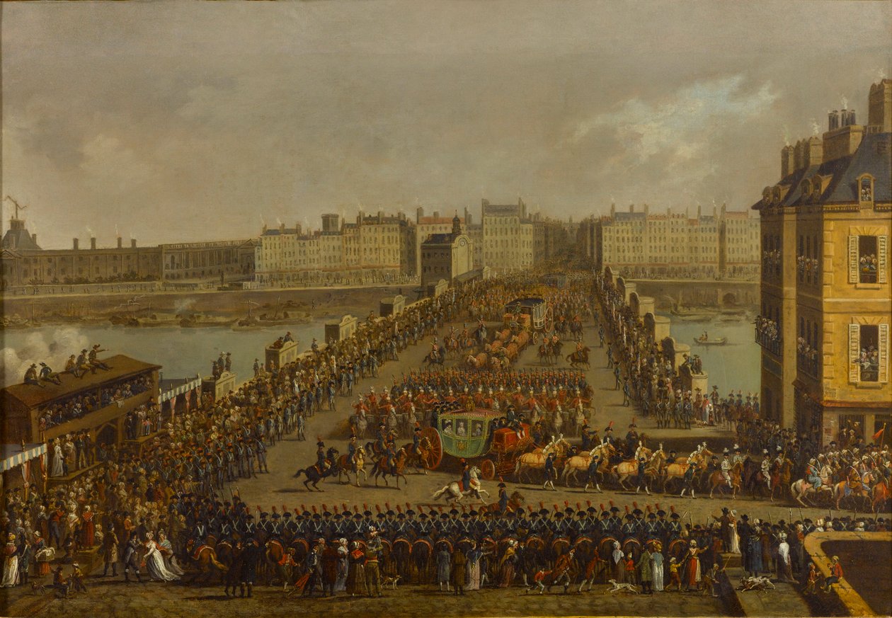 Keisarillinen kulkue matkalla kruunausseremoniaan 2. joulukuuta 1804 1805. tekijältä Jacques Bertaux