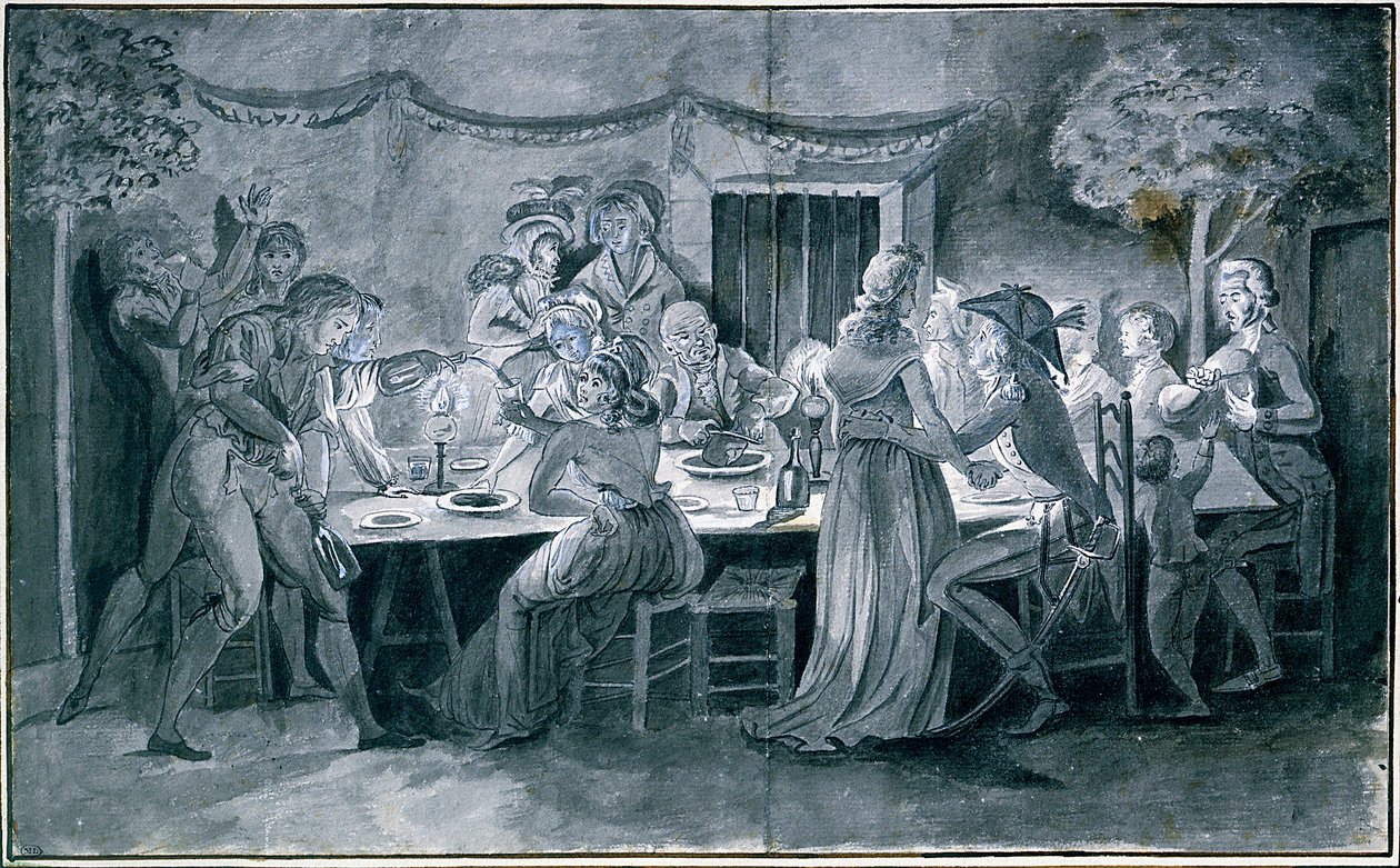 Hääillallinen vallankumouksen aikana Piirustus Jacques Bertaux (1745-1818) Paris. tekijältä Jacques Bertaux