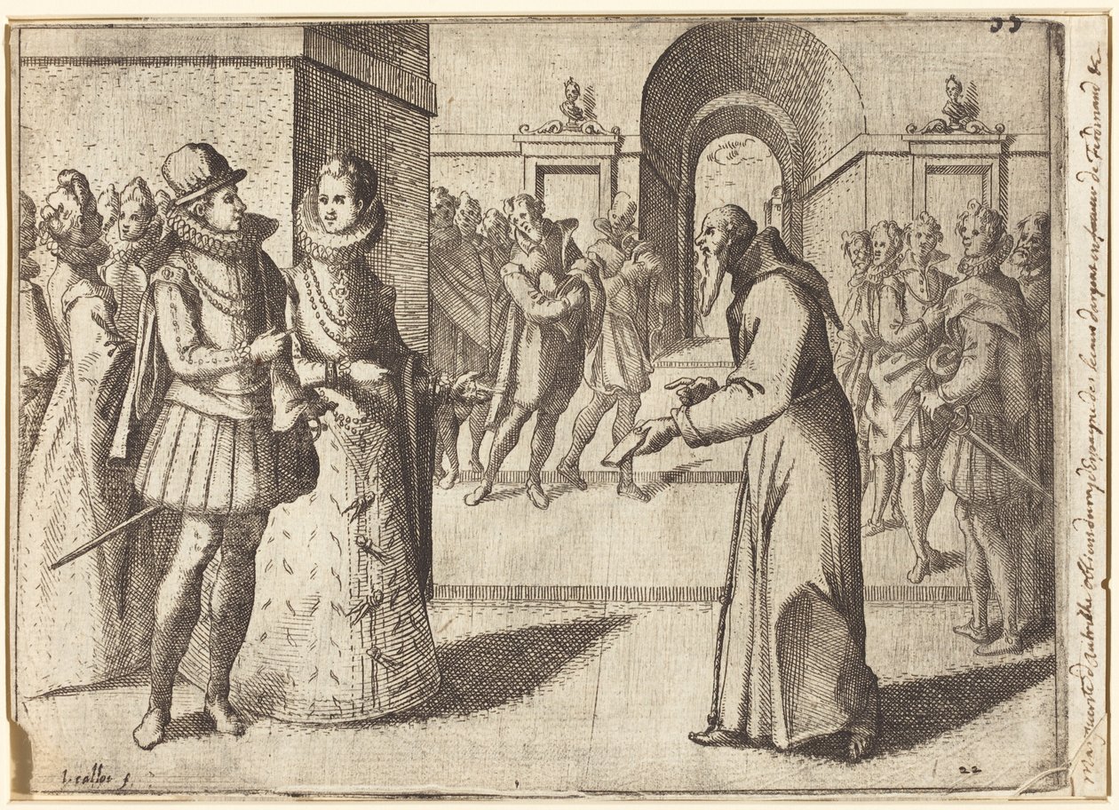 Kapusiinimunkki tuo Baijerin kuninkaan kiitokset [etupuoli] tekijältä Jacques Callot