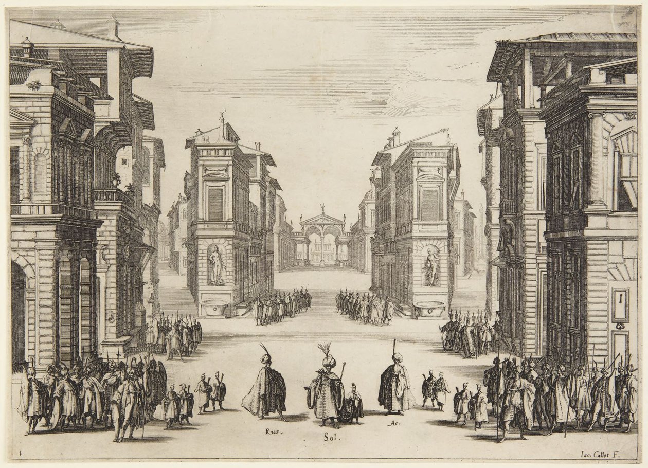 1. näytös sarjasta Soliman tekijältä Jacques Callot