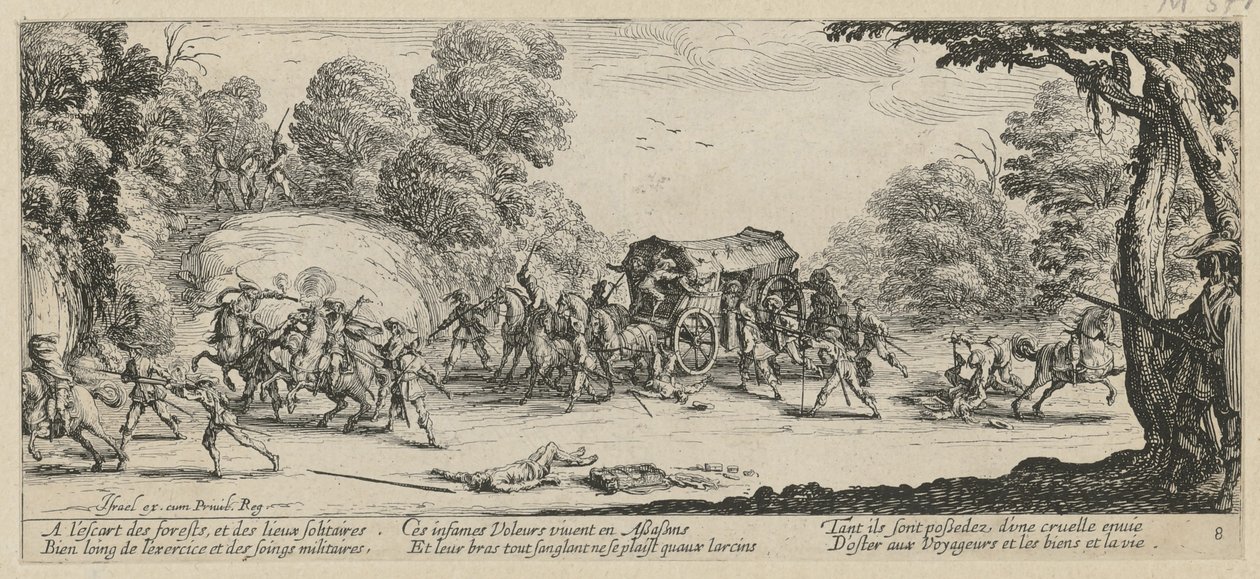 Postivaunujen ryöstö, sarjan ”Sodan kauhut” 8. osa tekijältä Jacques Callot