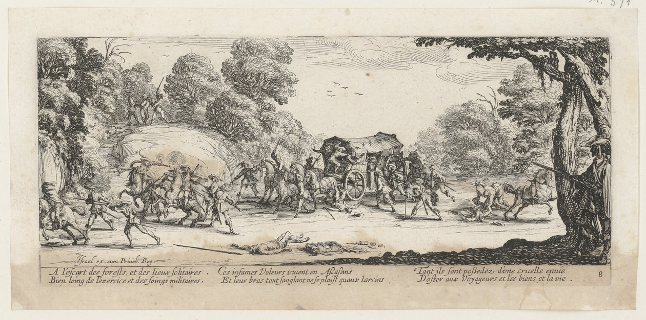 Postivaunujen ryöstö, sarjan ”Sodan kauhut” 8. osa tekijältä Jacques Callot