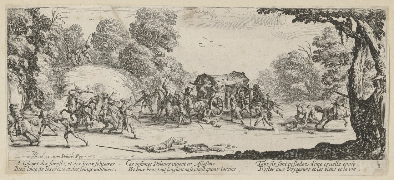 Postivaunujen ryöstö, sarjan ”Sodan kauhut” 8. osa tekijältä Jacques Callot