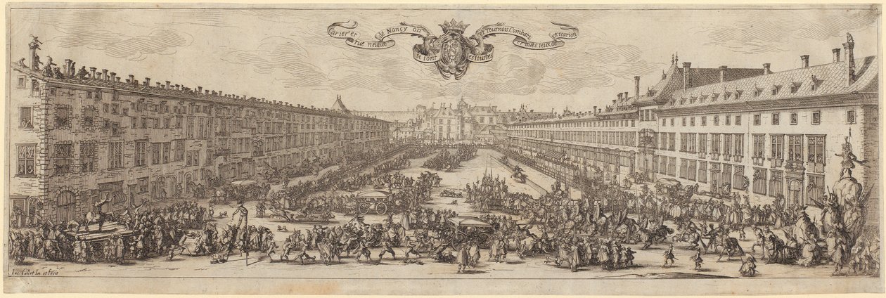 Näkymä Rue Neuve -kadulle Nancyssa tekijältä Jacques Callot
