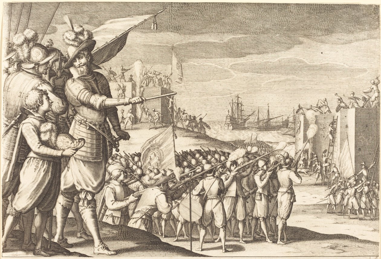 Hyökkäys kahdelle linnoitukselle, n. 1614. tekijältä Jacques Callot