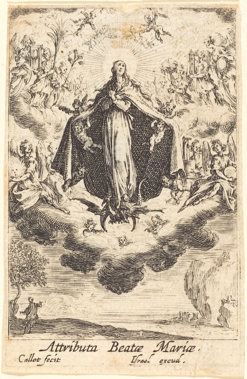 Neitsyen attribuutit vuonna 1630 tai sen jälkeen. tekijältä Jacques Callot