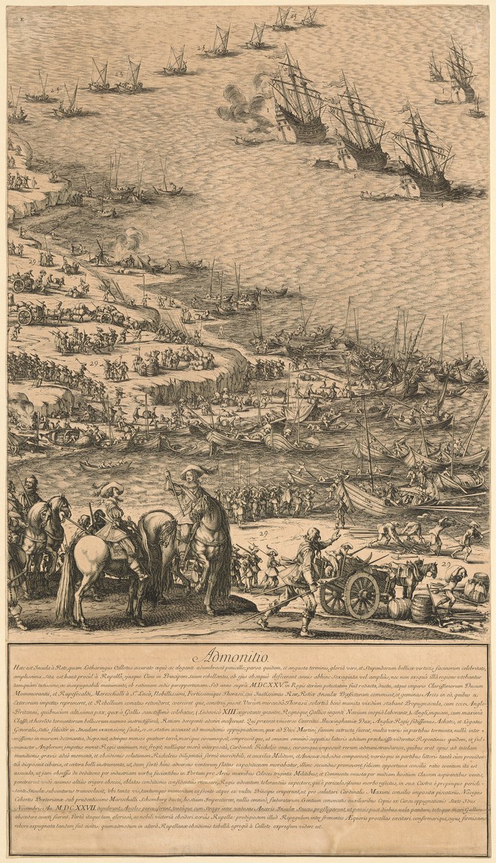 Yksityiskohta teoksesta "St. Martinin linnoituksen piiritys Île de Réllä" tekijältä Jacques Callot