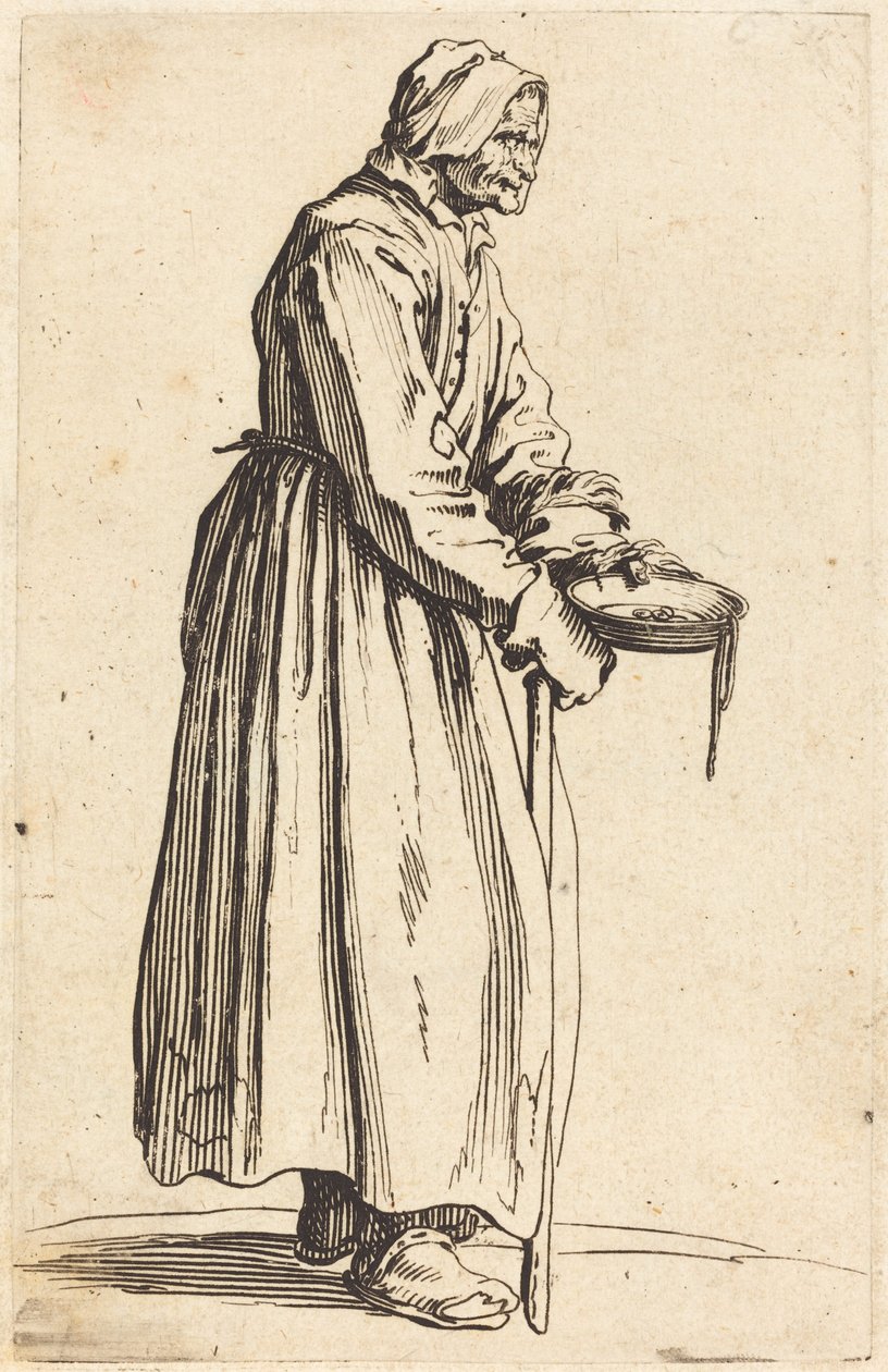 Kerjäläinen nainen Panin kanssa tekijältä Jacques Callot