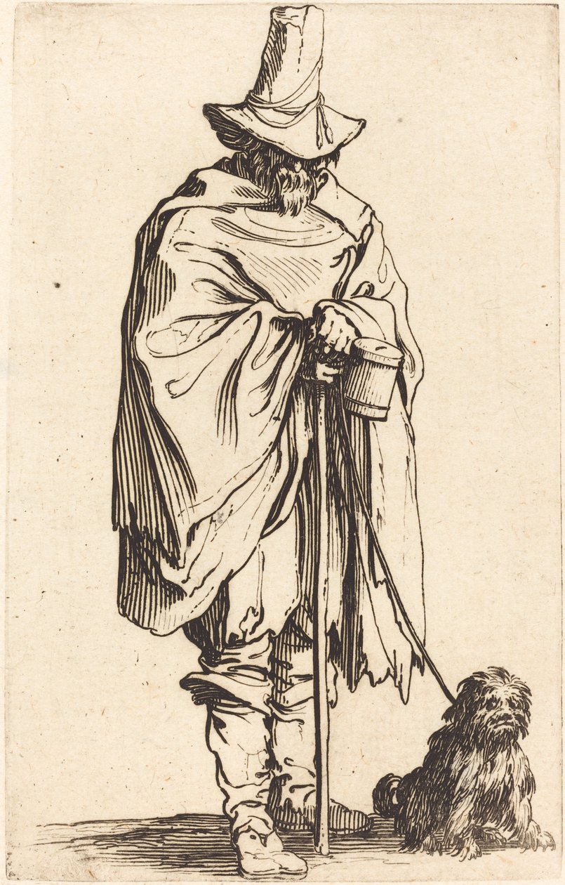 Kerjäläinen koiran kanssa tekijältä Jacques Callot