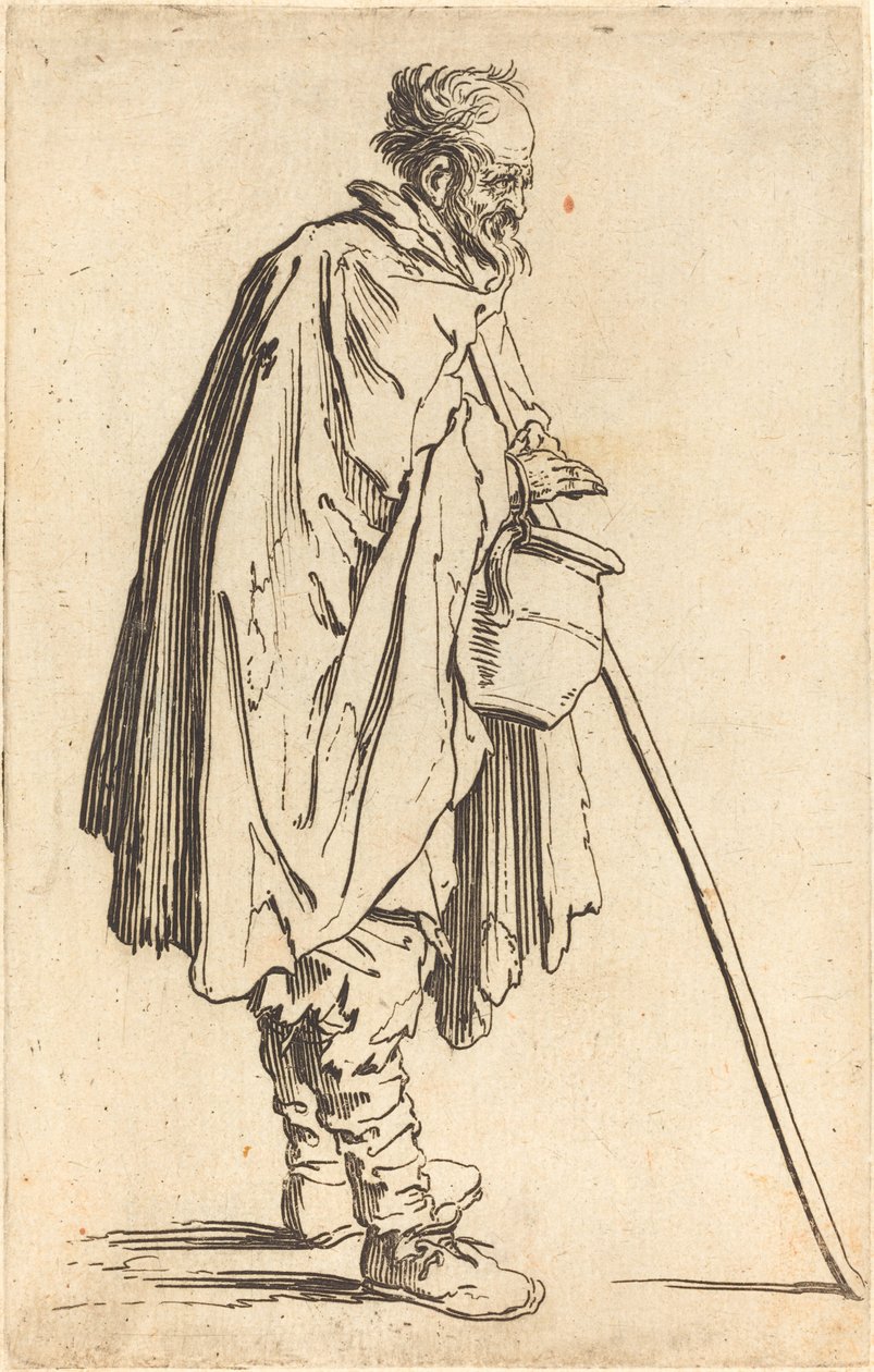 Kerjäläinen potin kanssa, c. 1622. tekijältä Jacques Callot