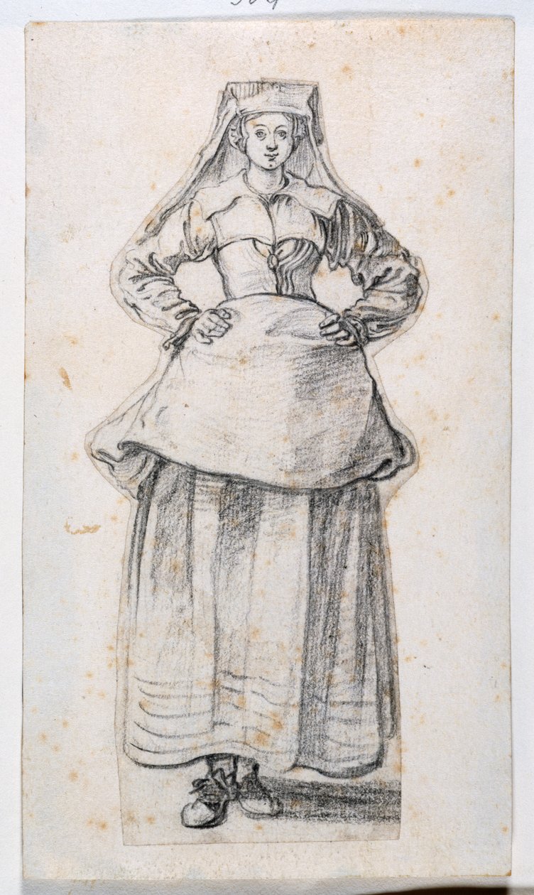 Bourgeoises Dans Differentes Attitudes, Prints Albumista 21, numero 304 (liitu paperille) tekijältä Jacques Callot