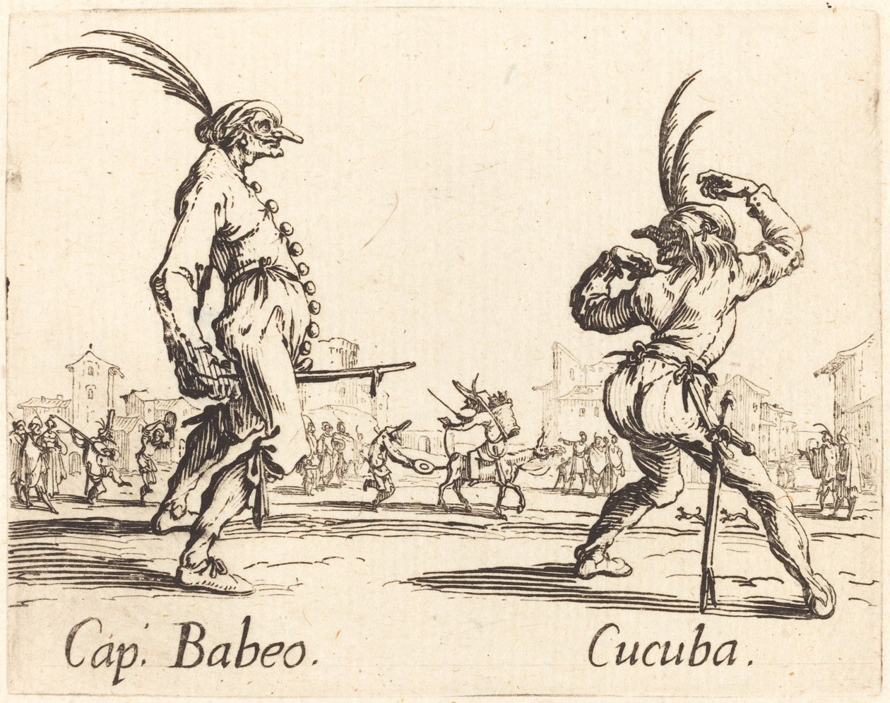 Korkki. Babeo ja Cucuba, n. 1622. tekijältä Jacques Callot