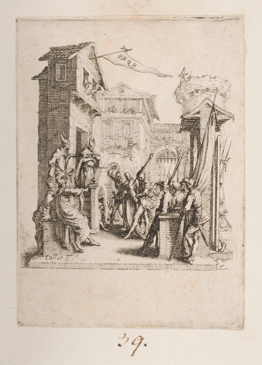 Kristus toi Kaiphen eteen, ei. 7/11 La Petite Passionista tekijältä Jacques Callot