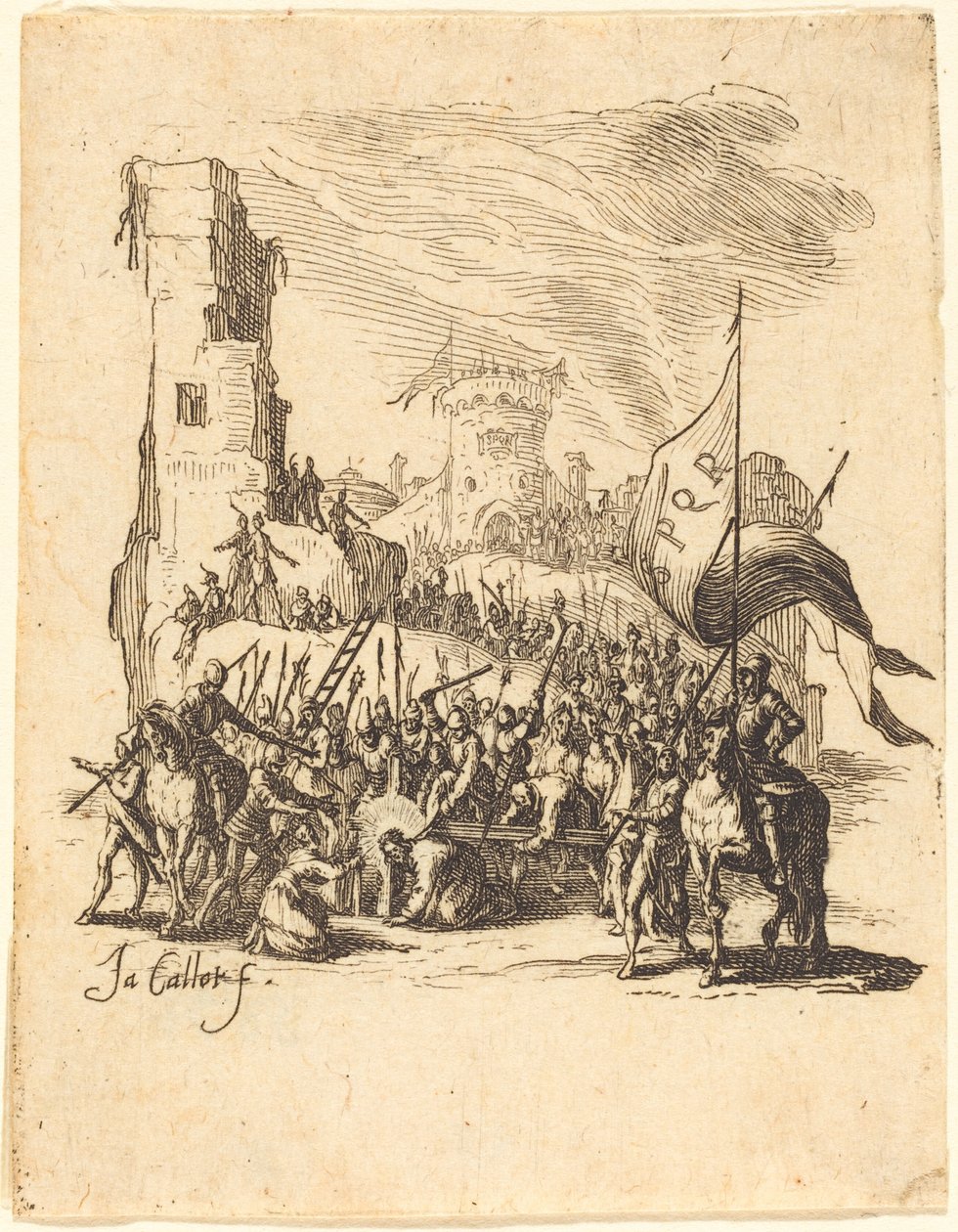 Kristus kantaa ristiä tekijältä Jacques Callot