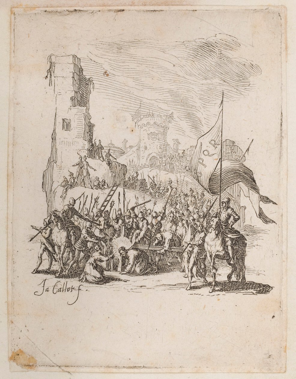 Kristus kantaa ristiä, ei. 10/11 La Petite Passionista tekijältä Jacques Callot