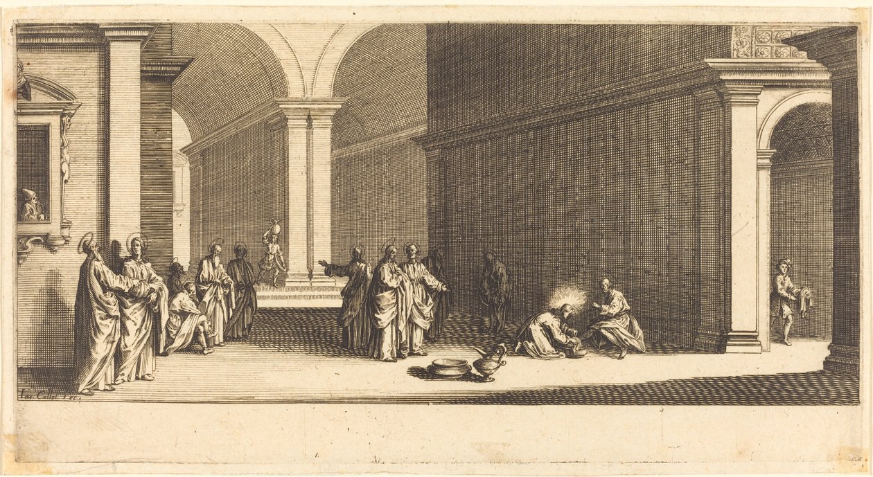 Kristus pesee apostolien jalkoja tekijältä Jacques Callot