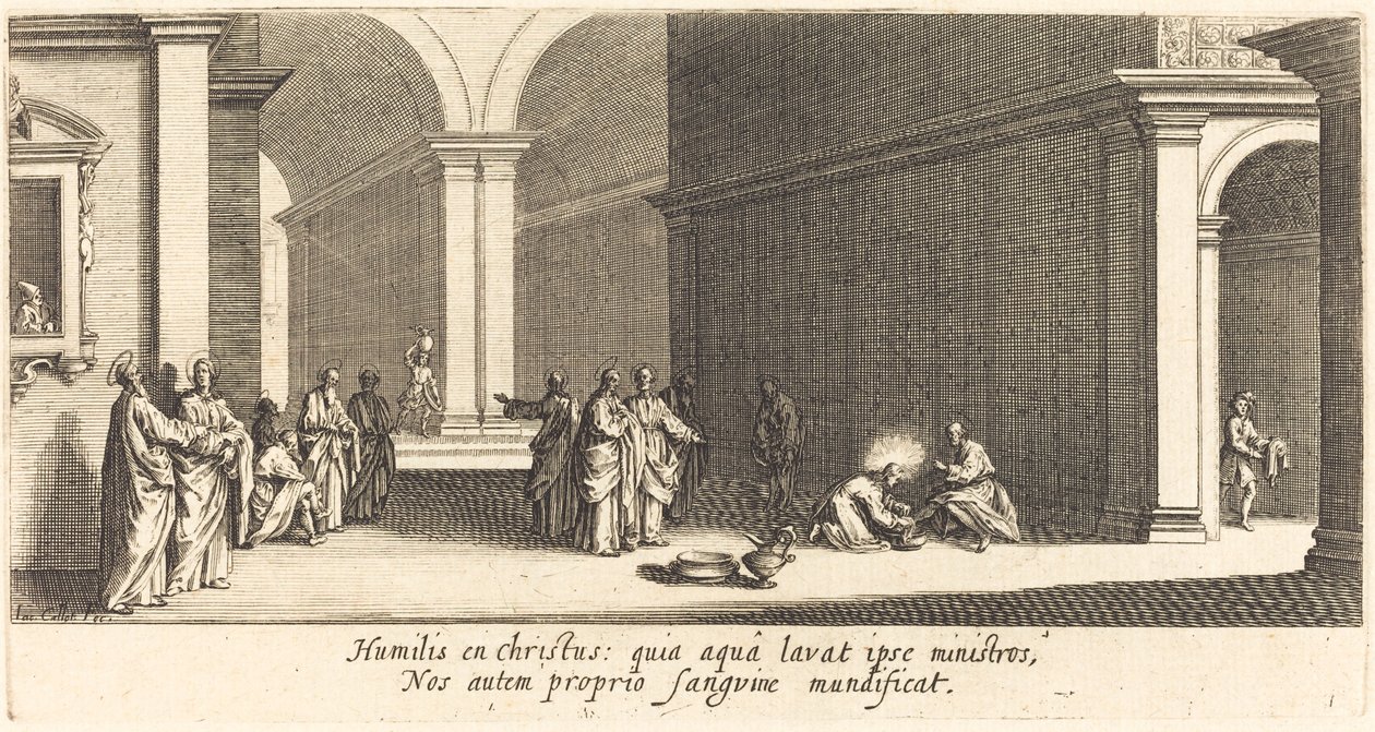 Kristus pesee apostolien jalkoja tekijältä Jacques Callot